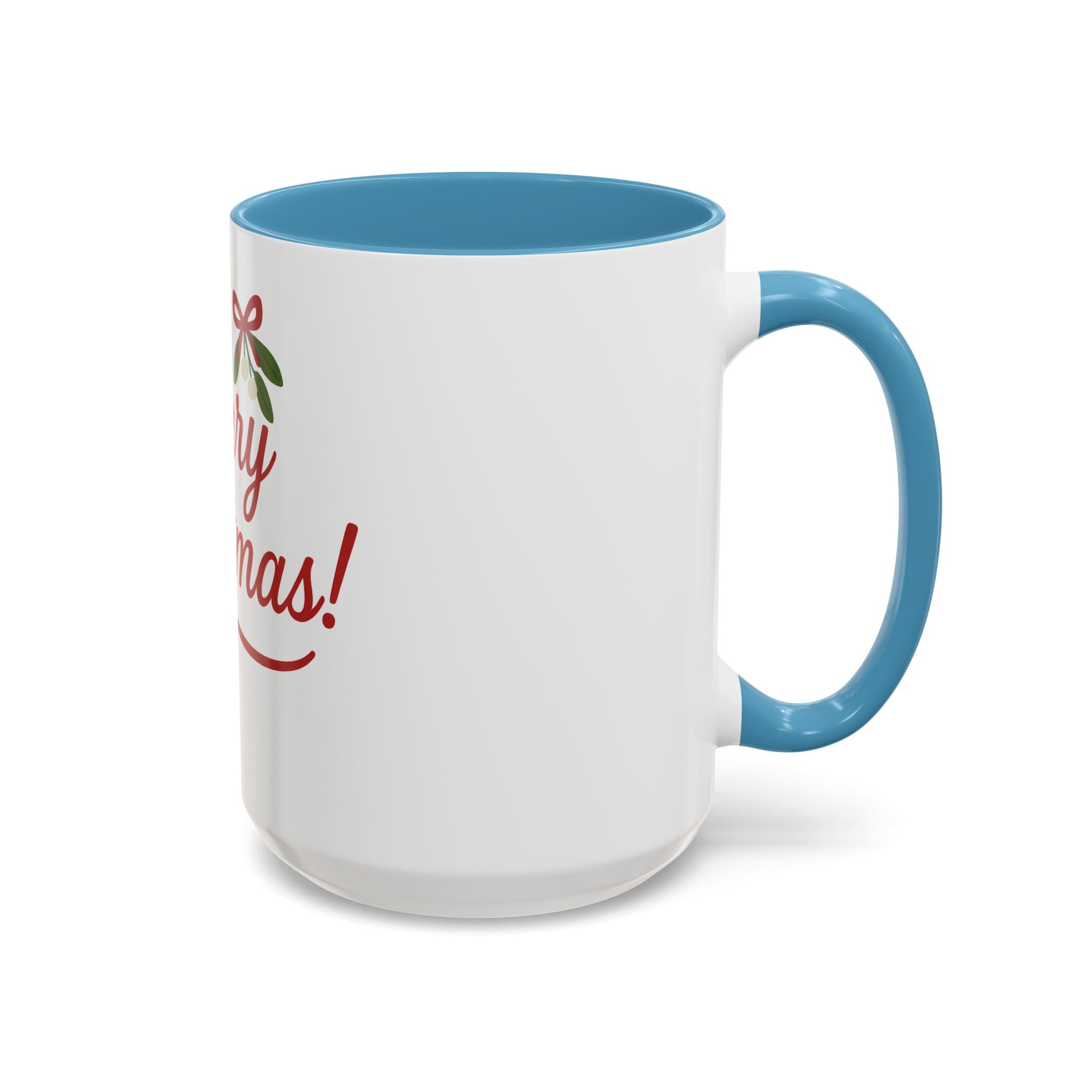 Merry Christmas Accent Coffee Mug — Holiday 11/15oz Ceramic Mug with Mistletoe