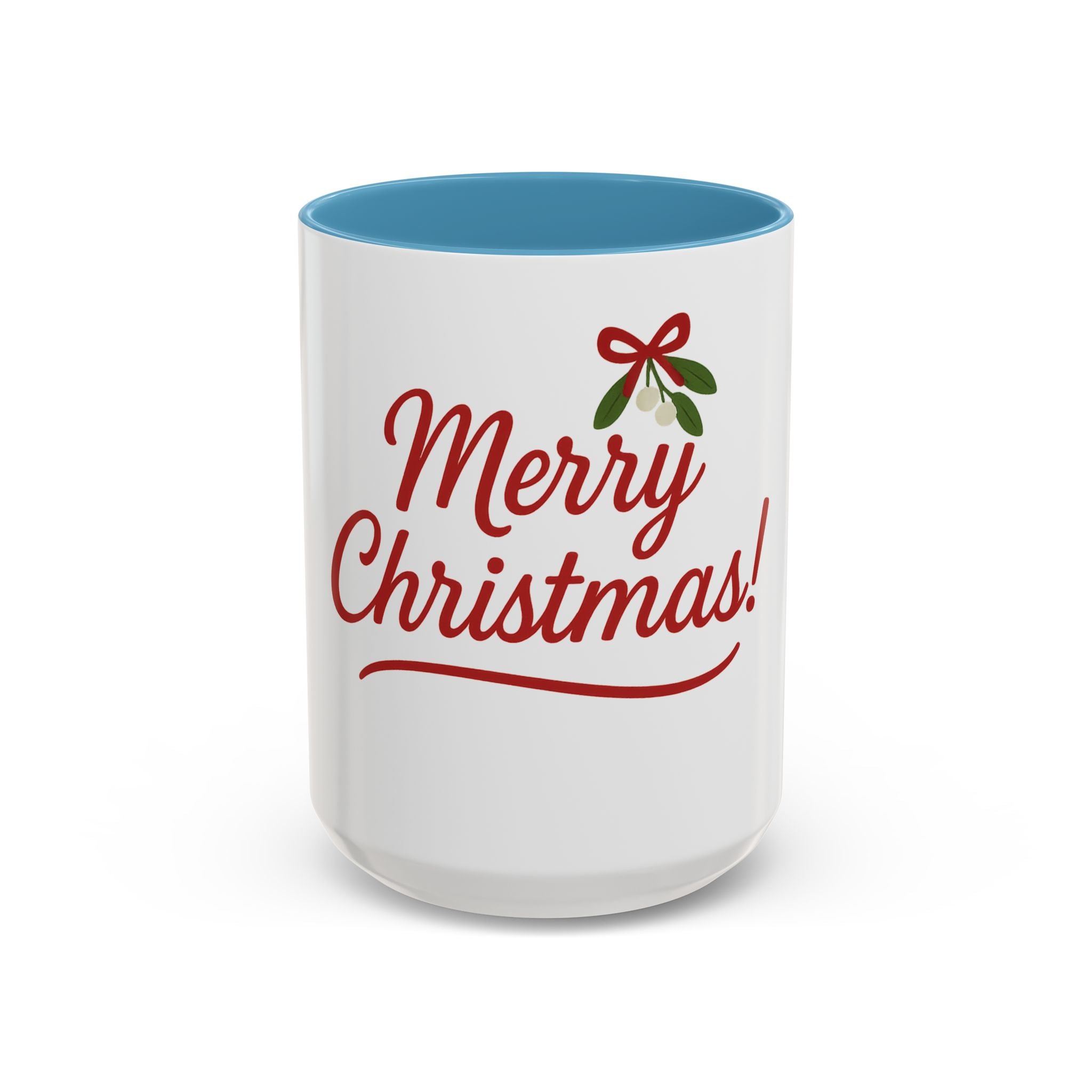 Merry Christmas Accent Coffee Mug — Holiday 11/15oz Ceramic Mug with Mistletoe