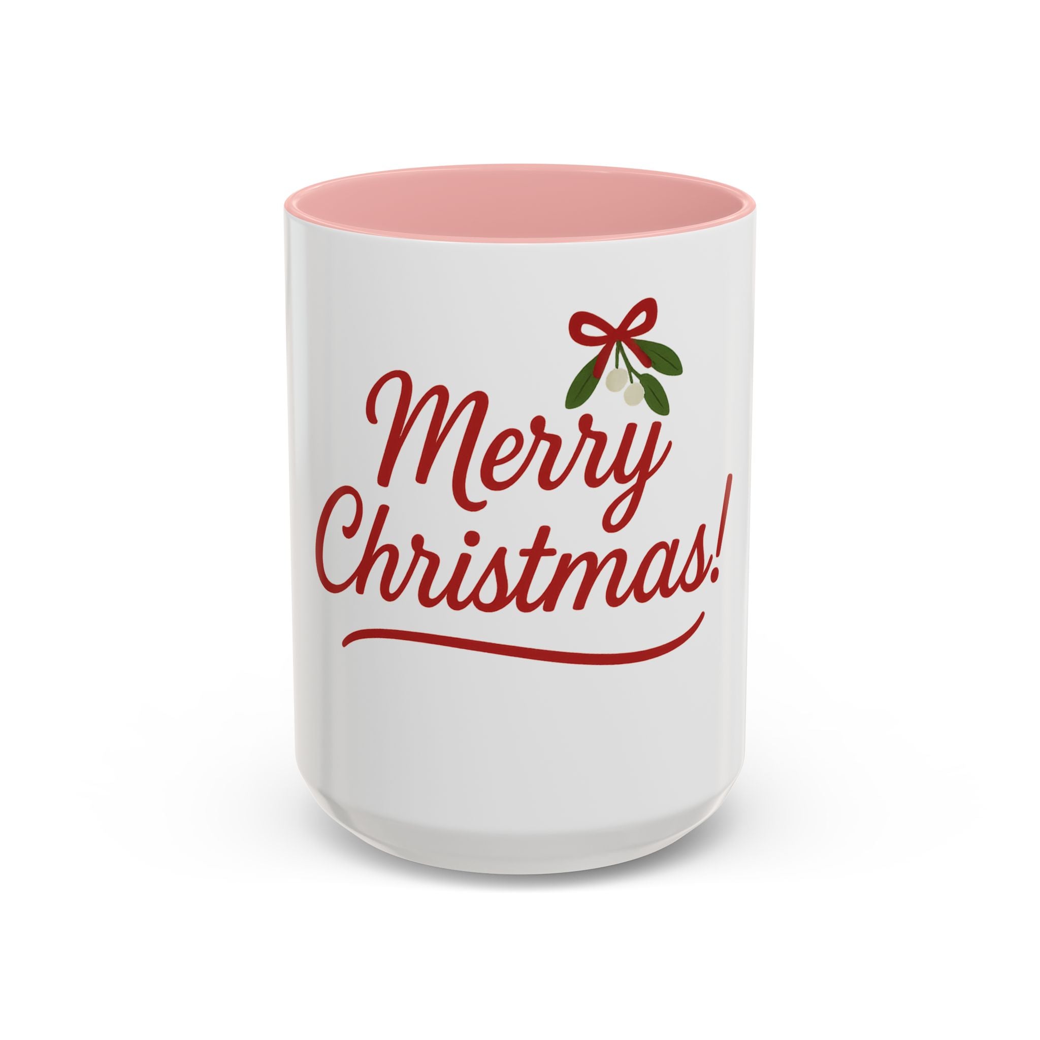 Merry Christmas Accent Coffee Mug — Holiday 11/15oz Ceramic Mug with Mistletoe