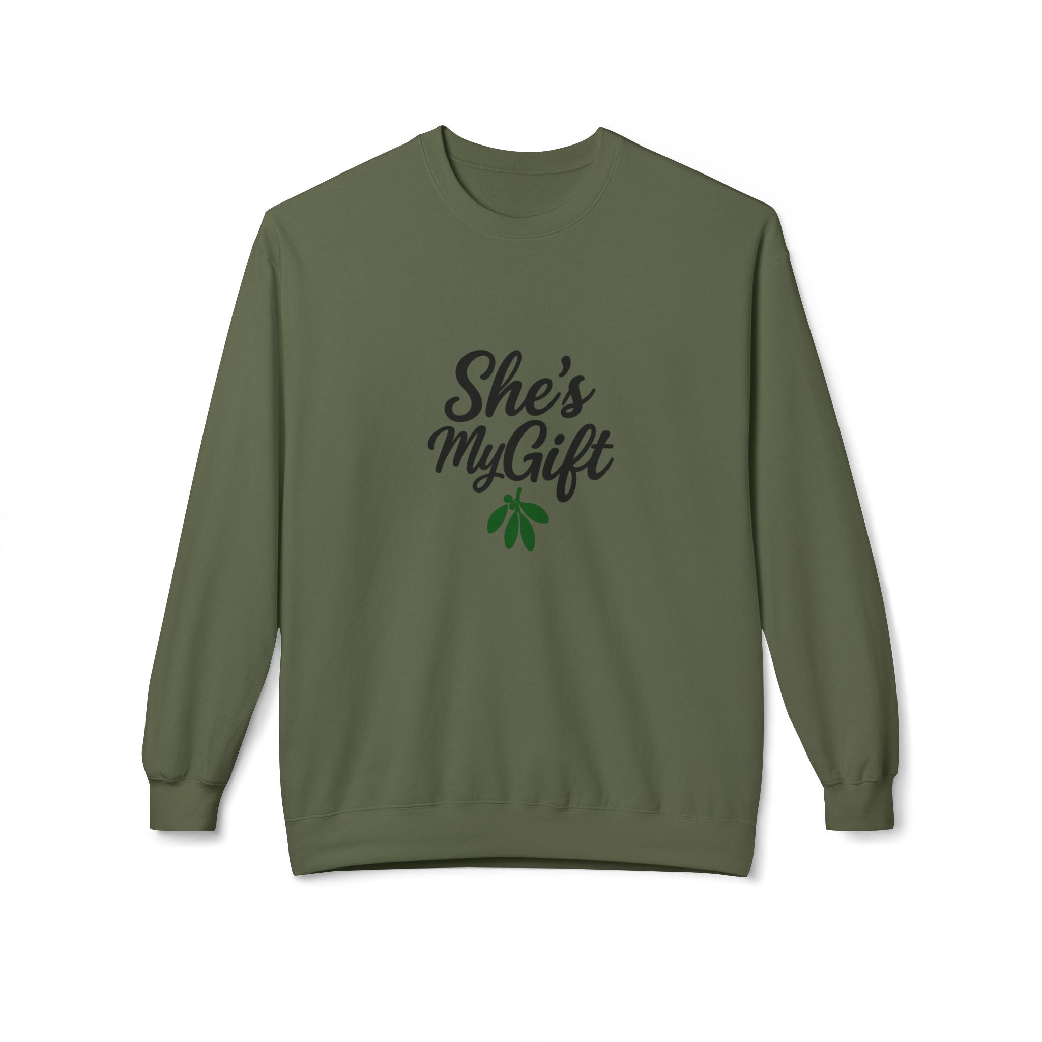 She’s My Gift Sweatshirt — His/Her Christmas Couple Matching Holiday Crewneck