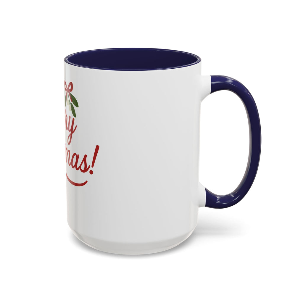 Merry Christmas Accent Coffee Mug — Holiday 11/15oz Ceramic Mug with Mistletoe