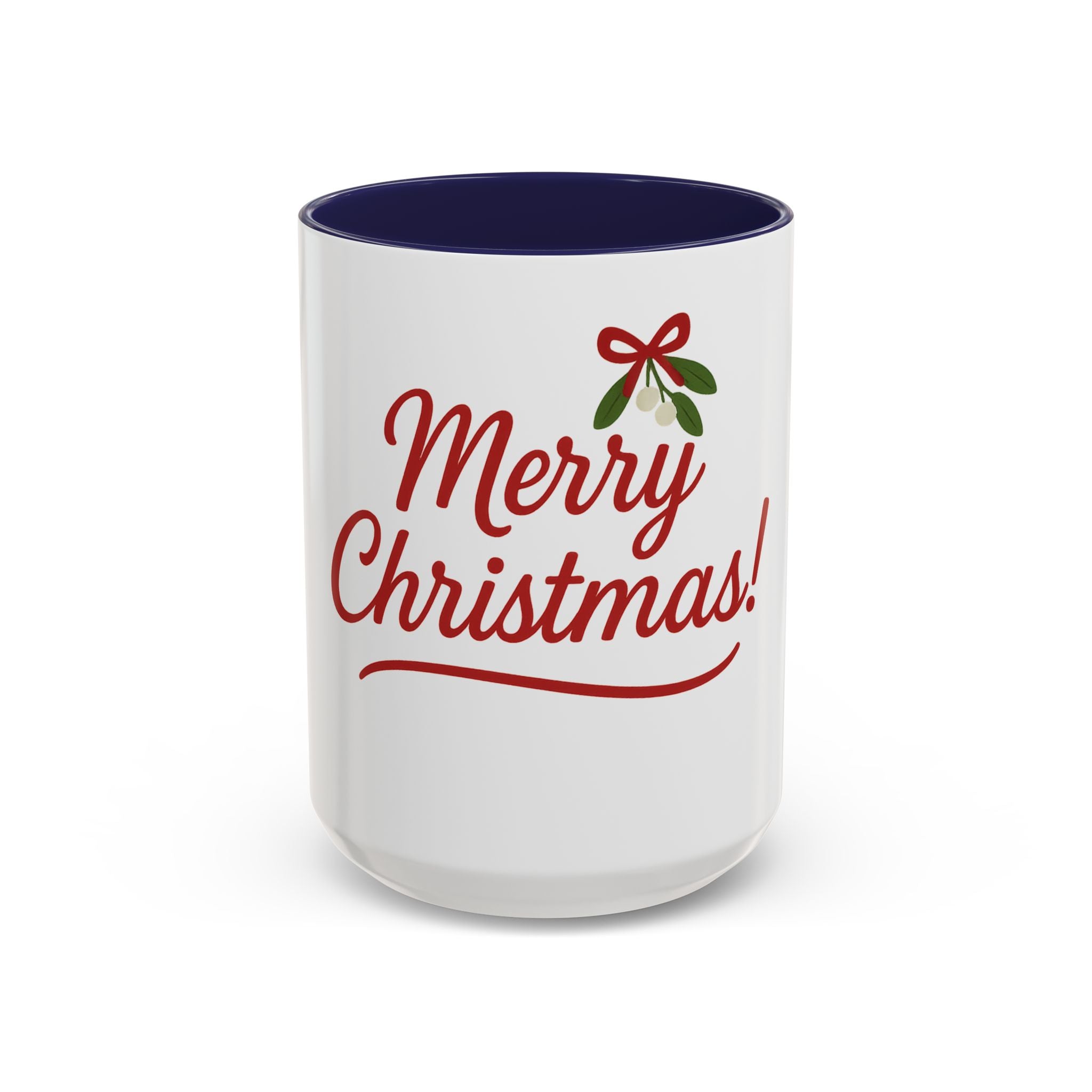 Merry Christmas Accent Coffee Mug — Holiday 11/15oz Ceramic Mug with Mistletoe