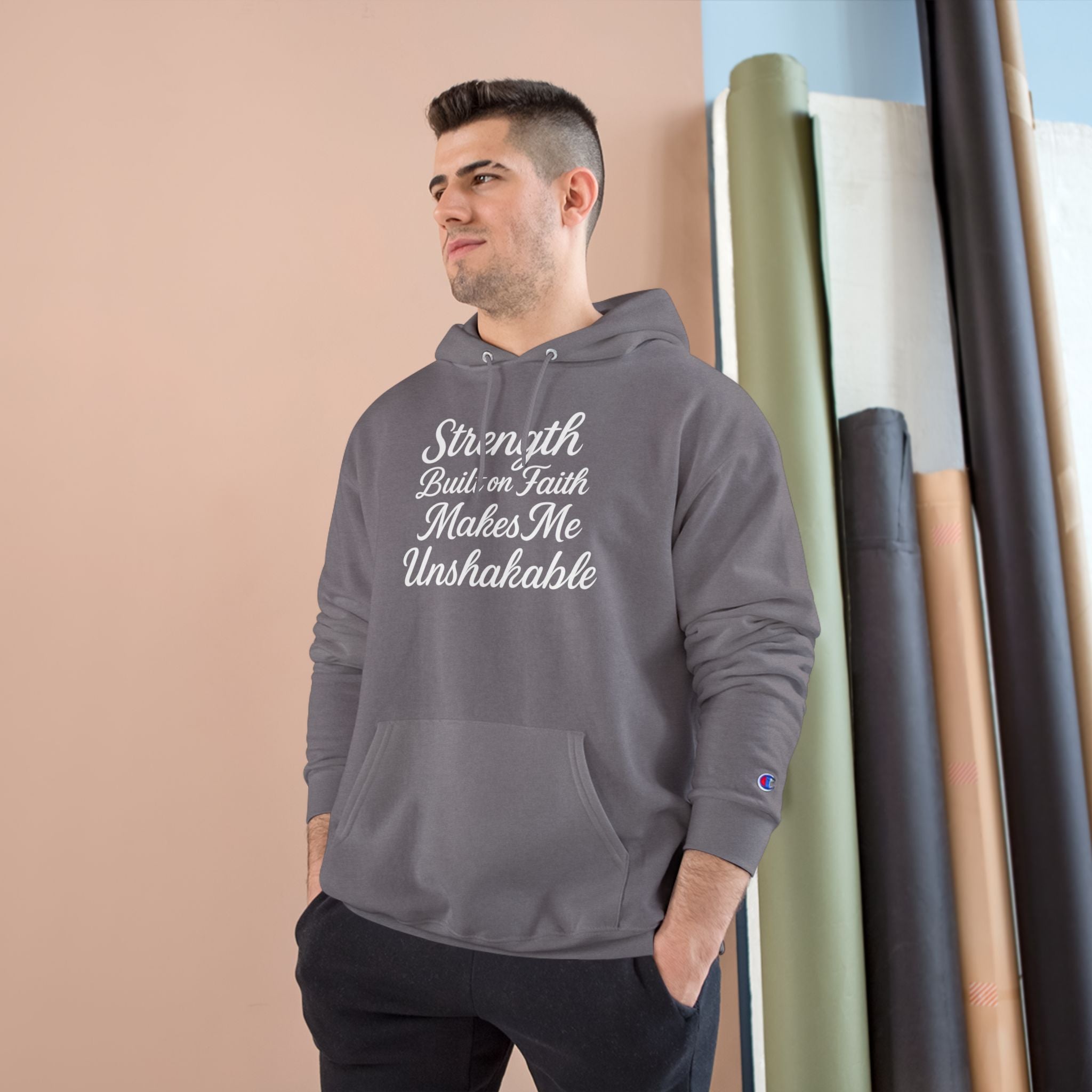 Hoodie — "Strength Built on Faith Makes Me Unshakable" Christian Inspirational Hoodie