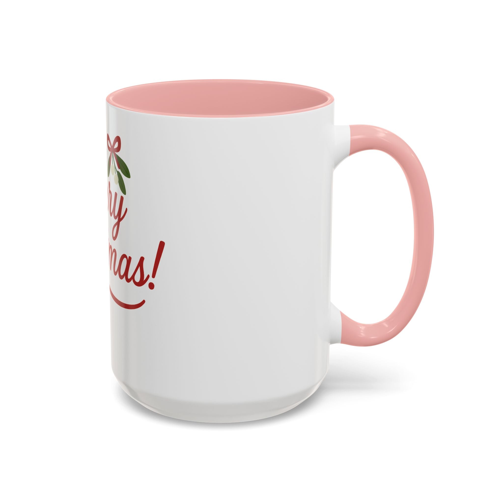 Merry Christmas Accent Coffee Mug — Holiday 11/15oz Ceramic Mug with Mistletoe